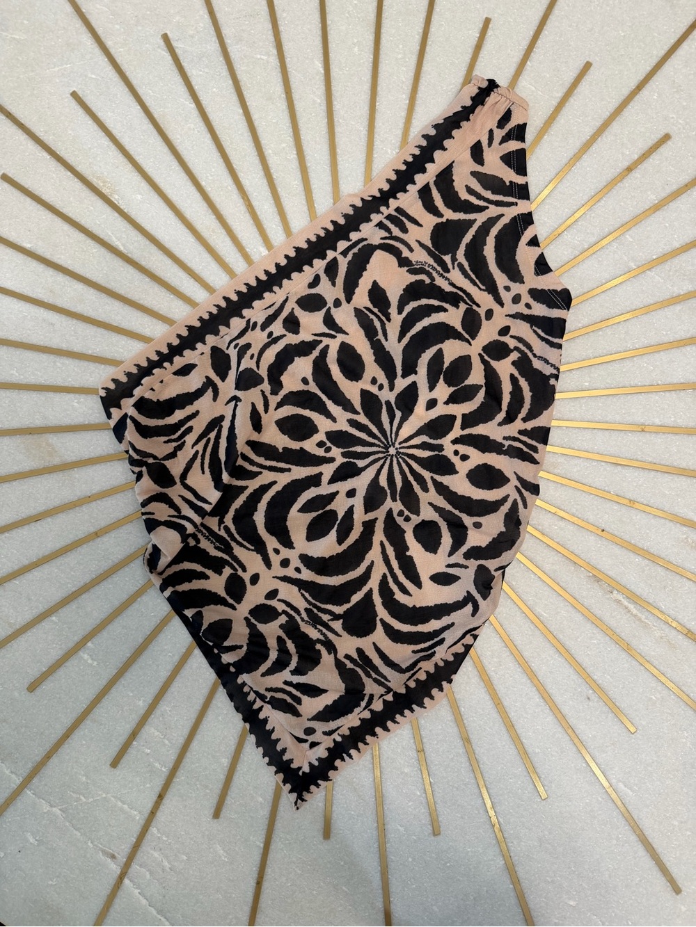 Free People Women's Black and Blush Floral Bandana Scarf Top
